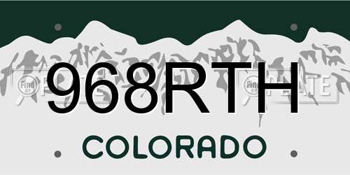 968RTH Colorado License Plate