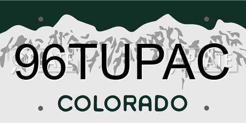 96TUPAC Colorado License Plate