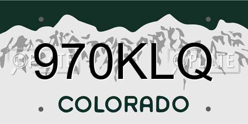 970KLQ Colorado License Plate