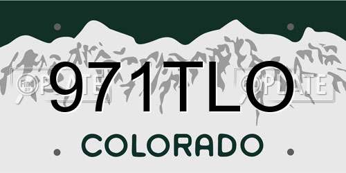 971TLO Colorado License Plate