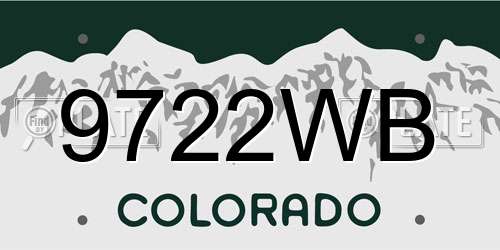 9722WB Colorado License Plate