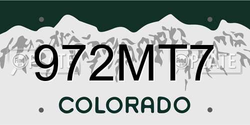 972MT7 Colorado License Plate