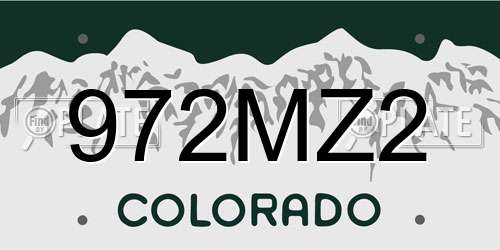 972MZ2 Colorado License Plate