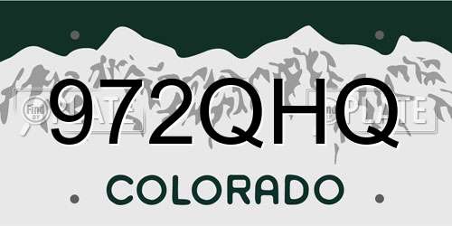 972QHQ Colorado License Plate