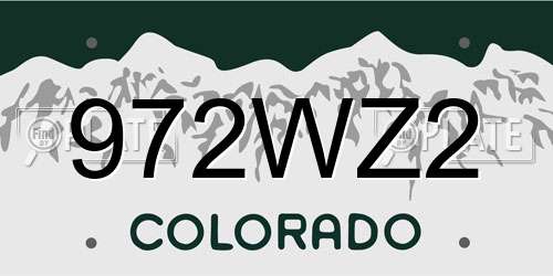 972WZ2 Colorado License Plate