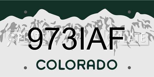 973IAF Colorado License Plate