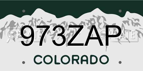 973ZAP Colorado License Plate