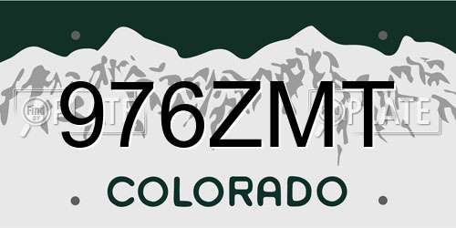 976ZMT Colorado License Plate