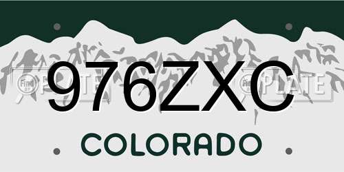 976ZXC Colorado License Plate
