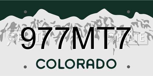 977MT7 Colorado License Plate