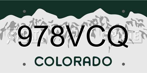 978VCQ Colorado License Plate