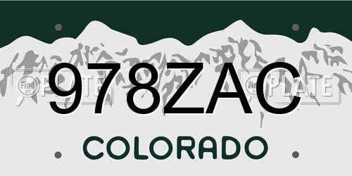 978ZAC Colorado License Plate