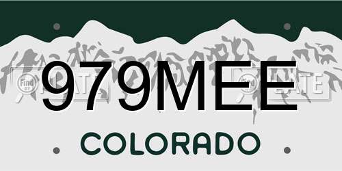 979MEE Colorado License Plate