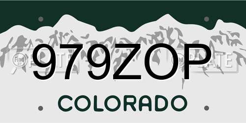 979ZOP Colorado License Plate