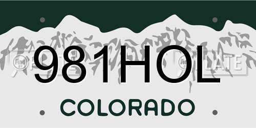 981HOL Colorado License Plate