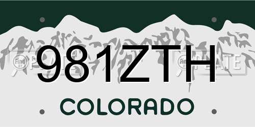 981ZTH Colorado License Plate