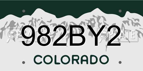 982BY2 Colorado License Plate