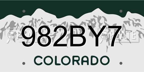982BY7 Colorado License Plate