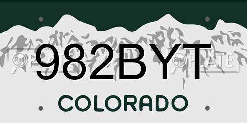 982BYT Colorado License Plate