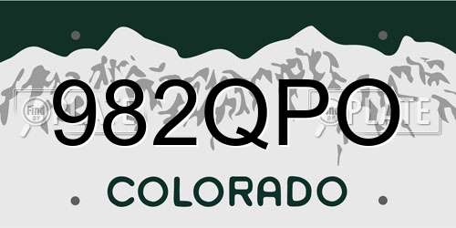 982QPO Colorado License Plate