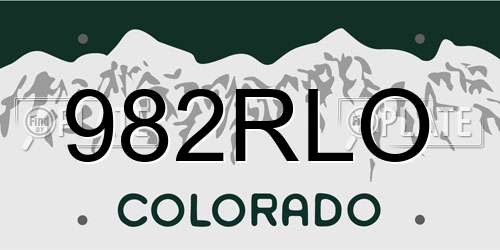 982RLO Colorado License Plate