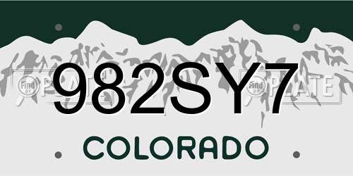 982SY7 Colorado License Plate