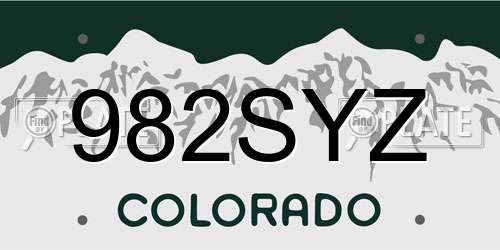 982SYZ Colorado License Plate