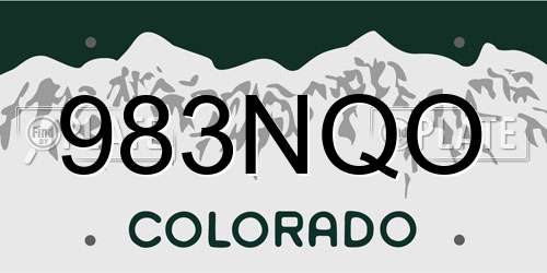 983NQO Colorado License Plate