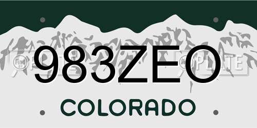 983ZEO Colorado License Plate