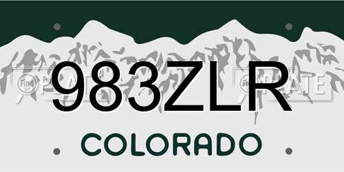 983ZLR Colorado License Plate