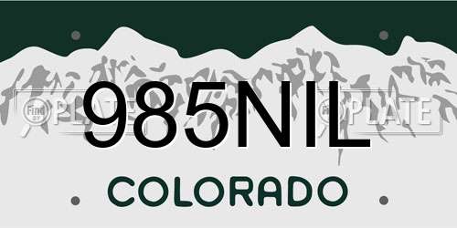 985NIL Colorado License Plate