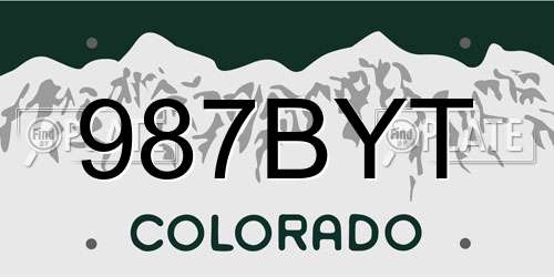 987BYT Colorado License Plate