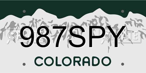 987SPY Colorado License Plate