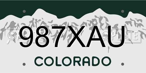 987XAU Colorado License Plate