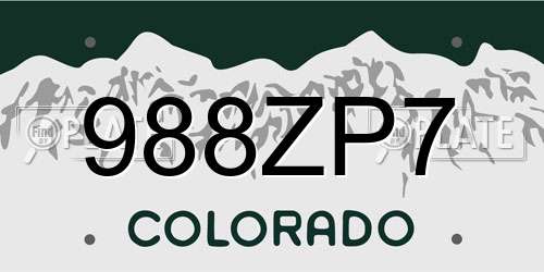 988ZP7 Colorado License Plate