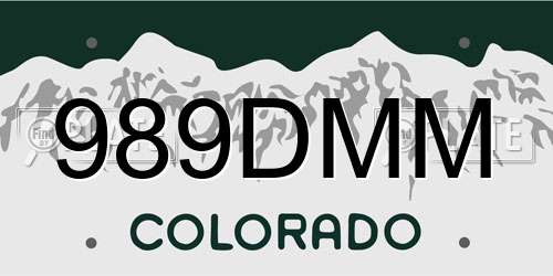989DMM Colorado License Plate
