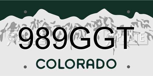 989GGT Colorado License Plate