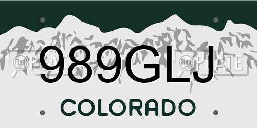 989GLJ Colorado License Plate