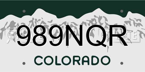 989NQR Colorado License Plate