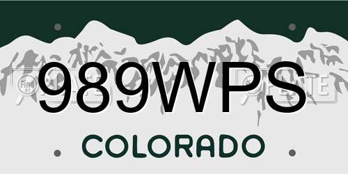 989WPS Colorado License Plate