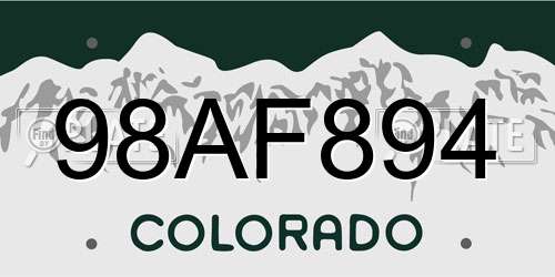 98AF894 Colorado License Plate