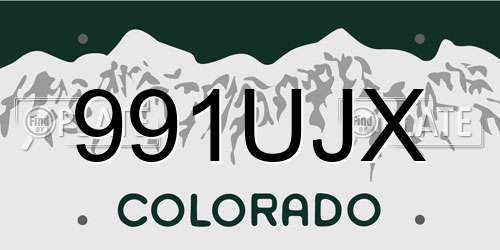 991UJX Colorado License Plate