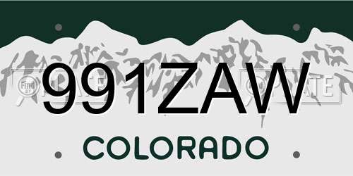991ZAW Colorado License Plate