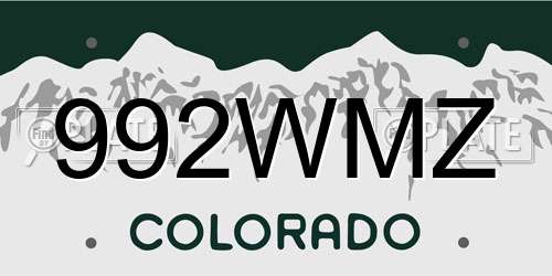 992WMZ Colorado License Plate