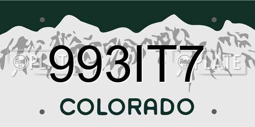 993IT7 Colorado License Plate