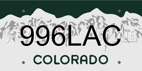 996LAC Colorado License Plate