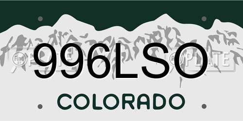 996LSO Colorado License Plate