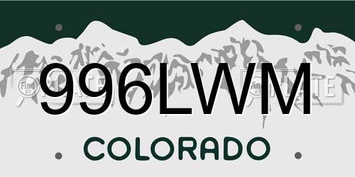 996LWM Colorado License Plate
