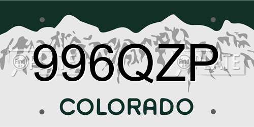 996QZP Colorado License Plate