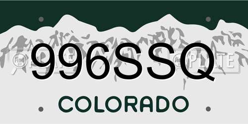 996SSQ Colorado License Plate